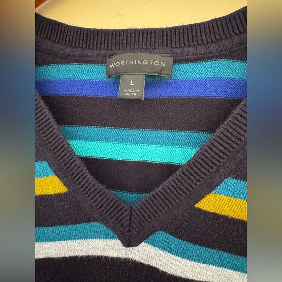 WORTHINGTON size Large multi-Colored V-Neck sweater - Picture 3 of 4